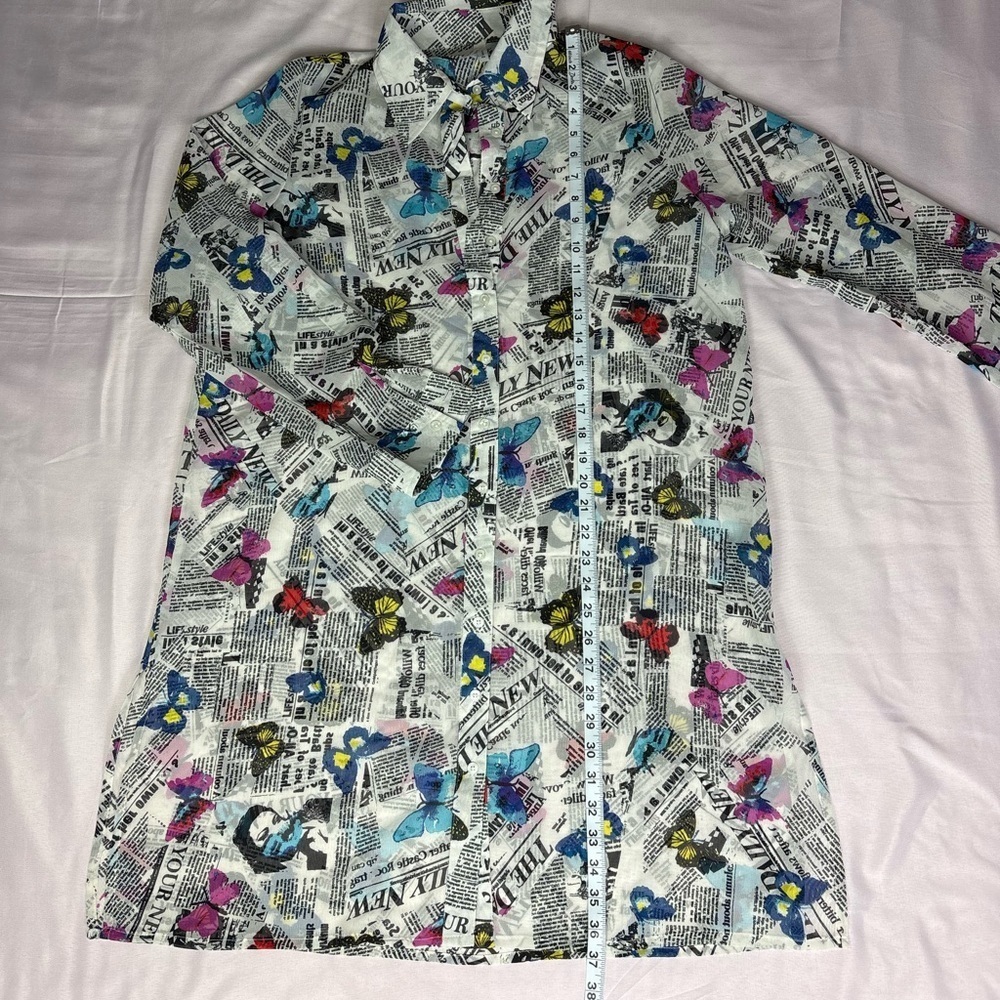 Colorful Newspaper Print Shirt - Picture 4 of 8